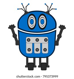 Cute robot on a white background, Vector illustration