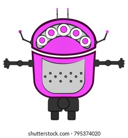 Cute robot on a white background, Vector illustration