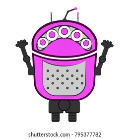 Cute robot on a white background, Vector illustration