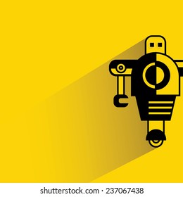 cute robot on yellow background, flat and shadow theme