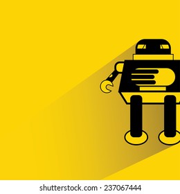 cute robot on yellow background, flat and shadow theme