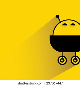 cute robot on yellow background, flat and shadow theme