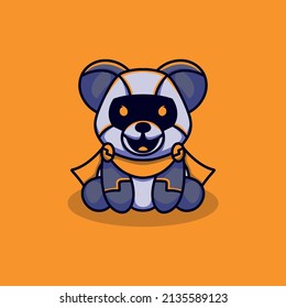 cute robot panda Illustration Cartoon Icon Vector. Premium Isolated Vector Animal Icon Concept. Flat Cartoon Style