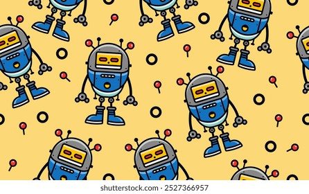 Cute robot pattern background vector design