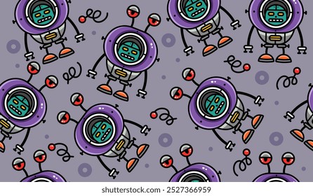 Cute robot pattern background vector design