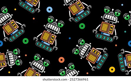 Cute robot pattern background vector design