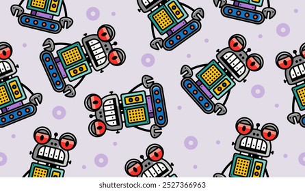 Cute robot pattern background vector design