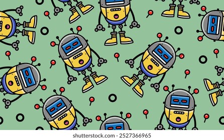 Cute robot pattern background vector design