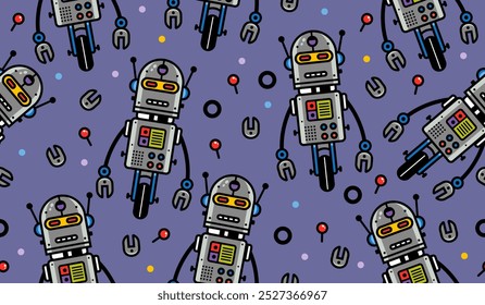 Cute robot pattern background vector design