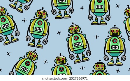 Cute robot pattern background vector design