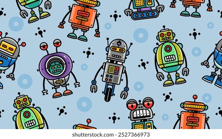 Cute robot pattern background vector design