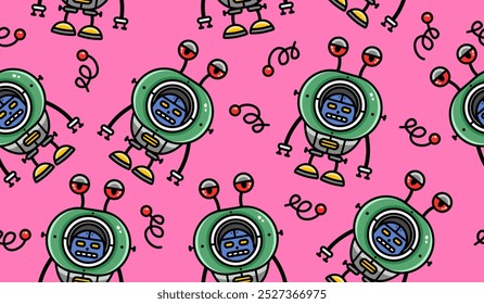 Cute robot pattern background vector design