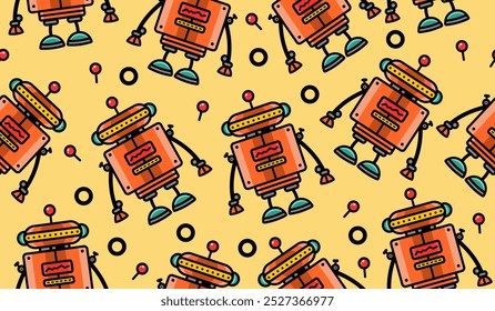 Cute robot pattern background vector design