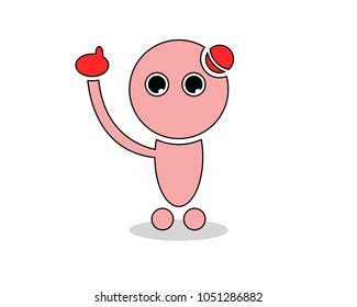 Cute robot with pink body.