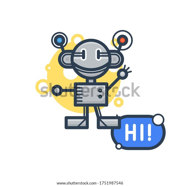 Cute Robot Say Hi Vector Flat Stock Vector (Royalty Free) 1751987546 ...