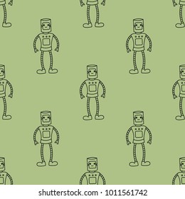 Cute robot seamless pattern
