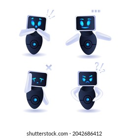cute robot set modern robotic characters collection artificial intelligence technology concept