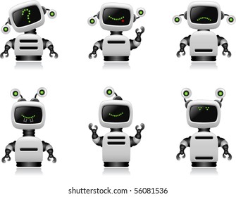 Cute Robot Set - Vector