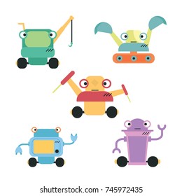 cute robot set vector