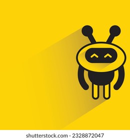 cute robot with shadow on yellow background