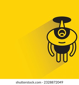 lindo robot con sombra sobre fondo amarillo