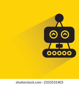 cute robot with shadow on yellow background