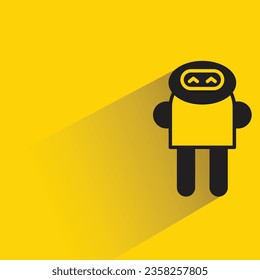 cute robot with shadow on yellow background