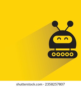 lindo robot con sombra sobre fondo amarillo
