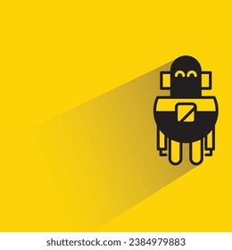 cute robot with shadow on yellow background