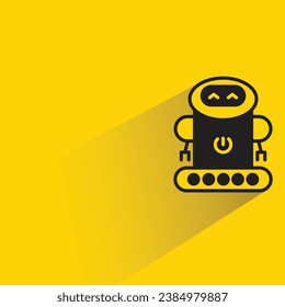 cute robot with shadow on yellow background