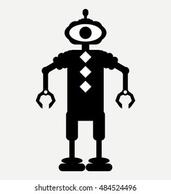 cute robot silhouette, vector robot icon