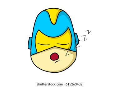 Cute Robot Sleeping. Vector illustration. Isolated on white background.