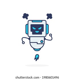 Cute robot smile angry simple pose character illustration