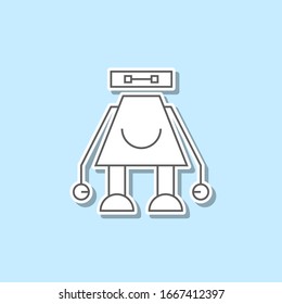 Cute robot sticker icon. Simple thin line, outline vector of web icons for ui and ux, website or mobile application