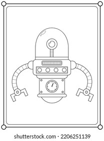 Robot lindo adecuado para ilustración vectorial de página de coloreado infantil