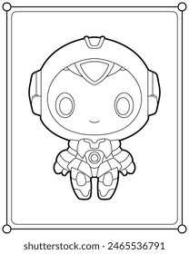 Cute robot suitable for children's coloring page vector illustration