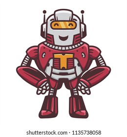 cute robot symbol standing line happy for any concept inspiration line art 