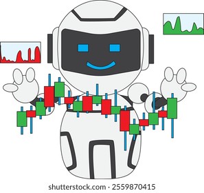 Cute robot vector chatbot data screen illustration