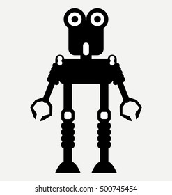 cute robot vector, icon, flat illustration isolated on white background