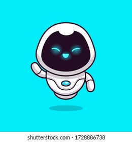 Cute Robot Vector Icon Illustration. Techology Robot Icon Concept Isolated Premium Vector. Flat Cartoon Style 