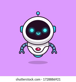 Cute Robot Vector Icon Illustration. Techology Robot Icon Concept Isolated Premium Vector. Flat Cartoon Style 