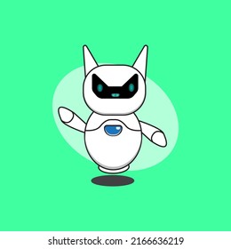 Cute Robot Vector Icon Illustration. Techology Robot Icon Concept Isolated Premium Vector. Flat Cartoon Style