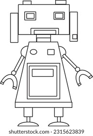 Cute Robot Vector Ilustration Uncolor you can color it