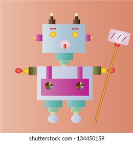 cute  robot vector on vintage background