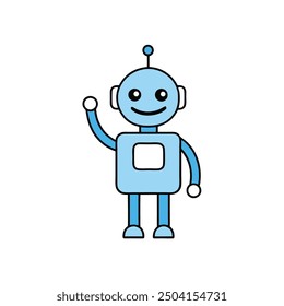 Netter Roboter, der Hand schwenkt, Cartoon, Vektorgrafik