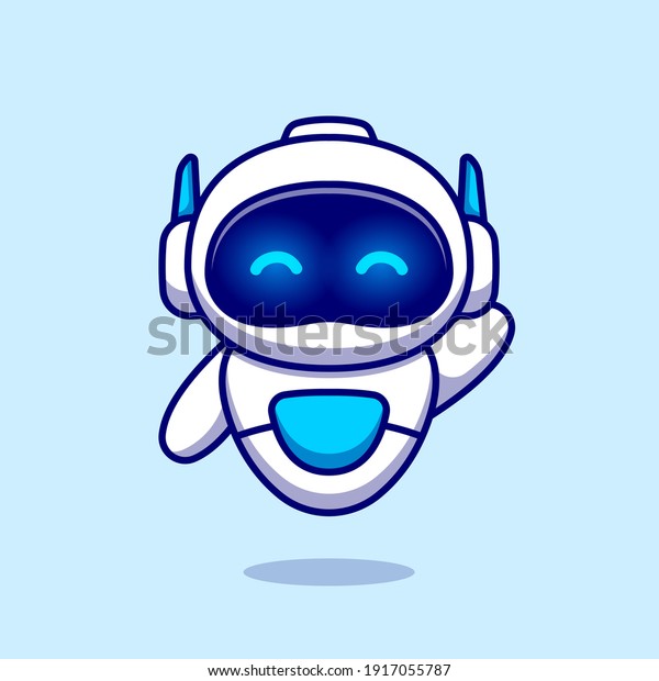 Cute Robot Waving Hand Cartoon Vector Icon\
Illustration. Science Technology Icon Concept Isolated Premium\
Vector. Flat Cartoon\
Style