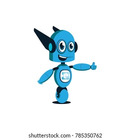 Cute Robot with wheel moving
