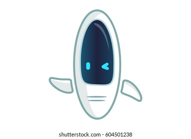 Cute Robot winking. Vector Illustration. Isolated on white background.