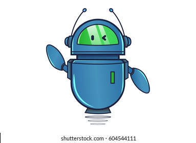 Cute Robot Winking. Vector Illustration. Isolated on white background.
