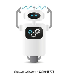 cute robot in work process with gear wheel vector illustration EPS10